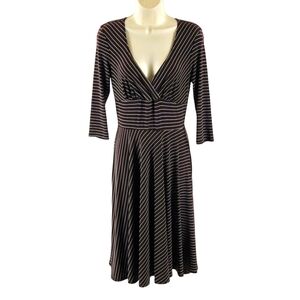 Alyn Paige brown striped long sleeves dress